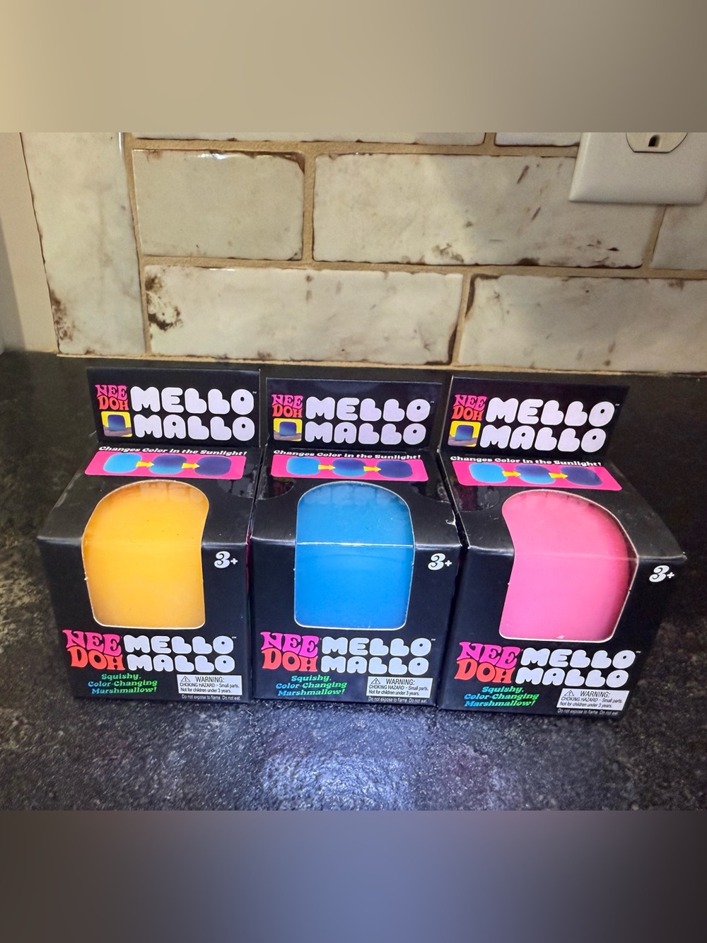 NeeDoh Mello Mallo Color-Change Squishy Trio - Yellow, Blue, Pink (Set of 3)